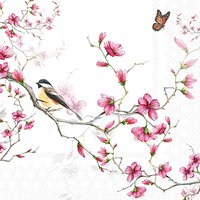 Servietten 25x25 cm - Bird & Blossom White