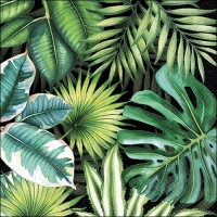 Servietten 33x33 cm - Tropical Leaves Black