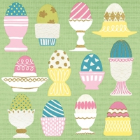 Servietten 33x33 cm - Eggs In Cups Green