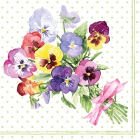 Servietten 33x33 cm - Bunch of Violets Green