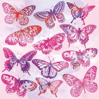 Servietten 33x33 cm - Aquarell Butterflies Pink