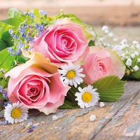 Servietten 33x33 cm - Roses Pink