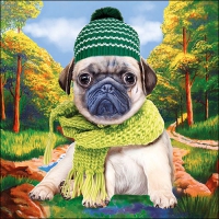Servietten 33x33 cm - Autumn Pug