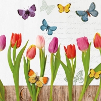 Servietten 33x33 cm - Spring Collage White