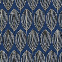 Servietten 33x33 cm - Oval Leaves Royal Blue/Gold