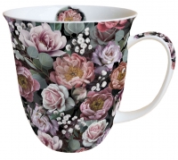 Porzellan-Tasse - Vintage Flowers Black