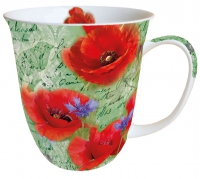Porzellan-Tasse - Painted Poppies Green