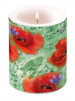 Dekorkerze - Painted Poppies Green Dekorkerze - Painted Poppies Green