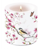 Dekorkerze klein - Bird & Blossom White