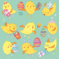 Servietten 33x33 cm - Easter Chicks Mint
