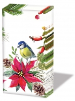 Taschentücher - Bird On Poinsettia White
