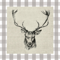 Servietten 25x25 cm - Checked Stag Head Brown