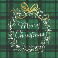 Servietten 25x25 cm - Christmas Plaid Green