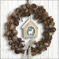 Servietten 25x25 cm - Pine Cone Wreath