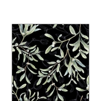 Servietten 25x25 cm - Mistletoe All Over Black