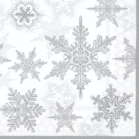 Servietten 33x33 cm - Snow Crystals Silver