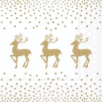Servietten 33x33 cm - Deer And Dots White/Gold