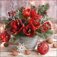 Servietten 33x33 cm - Amaryllis Bouquet 