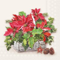 Servietten 33x33 cm - Poinsettia In Basket