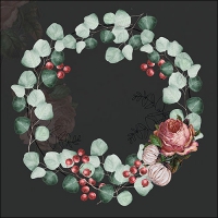 Servietten 33x33 cm - Wreath of Eucalyptus Black
