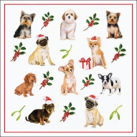 Servietten 33x33 cm - Christmas Dogs 