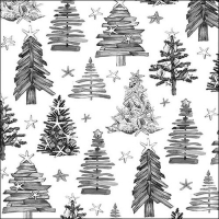 Servietten 33x33 cm - Tree Pattern Grey