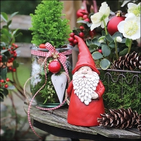 Servietten 33x33 cm - Santa In Garden