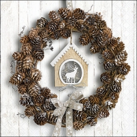 Servietten 33x33 cm - Pine Cone Wreath