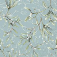 Servietten 33x33 cm - Mistletoe All Over Green