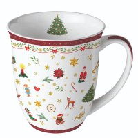 Porzellan-Tasse - Ornaments All Over Red