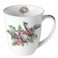 Porzellan-Tasse - Holly And Berries