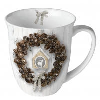 Porzellan-Tasse - Pine Cone Wreath
