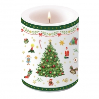 Dekorkerze - Christmas Evergreen White