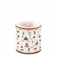 Dekorkerze klein - Ornaments All Over Red