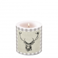 Dekorkerze klein - Checked Stag Head Brown