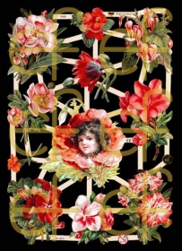 Glanzbilder mit Silber-Glimmer - Engel mit Blumen