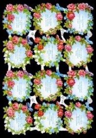 Glanzbilder mit Silber-Glimmer - 12 Sprüche im Blumenkranz