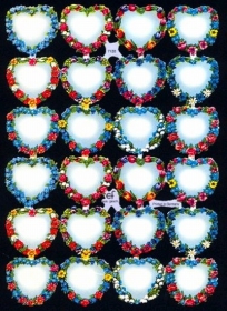 Glanzbilder mit Silber-Glimmer - 4 Blumenherze mit Platz für Sprüche