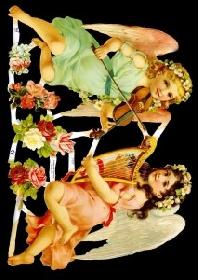 Glanzbilder - 2 Engel mit Geige und Harfe Glanzbilder - 2 Engel mit Geige und Harfe