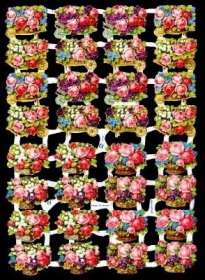 Glanzbilder mit Silber-Glimmer - 32 Blumenkörbe