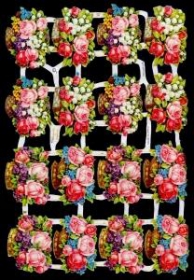 Glanzbilder mit Silber-Glimmer - 16 Blumenkörbe