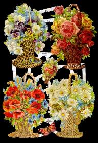 Glanzbilder - 4 Blumenkörbe Glanzbilder - 4 Blumenkörbe