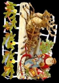 Glanzbilder mit Silber-Glimmer - Weihnachtsmann im großen Schlitten Glanzbilder mit Silber-Glimmer - Weihnachtsmann im großen Schlitten