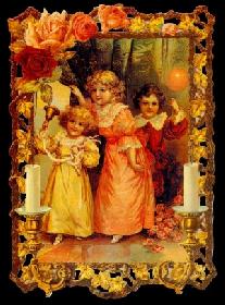 Glanzbilder - 3 Kinder mit Kerzenrahmen Glanzbilder - 3 Kinder mit Kerzenrahmen