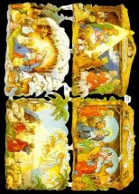 Glanzbilder mit Silber-Glimmer - drei mal die Krippe Glanzbilder mit Silber-Glimmer - drei mal die Krippe