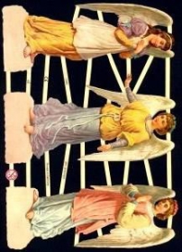 Glanzbilder mit Gold-Glimmer - 3 große Engel auf je einer Wolke Glanzbilder mit Gold-Glimmer - 3 große Engel auf je einer Wolke