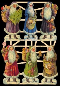 Glanzbilder mit Gold-Glimmer - Sechs Weihnachtsmänner Glanzbilder mit Gold-Glimmer - Sechs Weihnachtsmänner