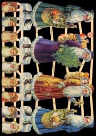 Glanzbilder mit Silber-Glimmer - 4 große Weihnachtsmänner Glanzbilder mit Silber-Glimmer - 4 große Weihnachtsmänner