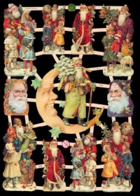 Glanzbilder mit Silber-Glimmer - Verschiedene Weihnachtsmänner. Glanzbilder mit Silber-Glimmer - Verschiedene Weihnachtsmänner.