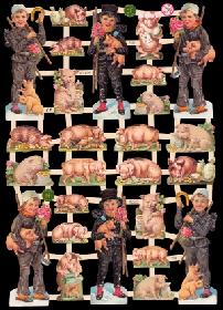 Glanzbilder - Schornsteinfeger und Schweine Glanzbilder - Schornsteinfeger und Schweine